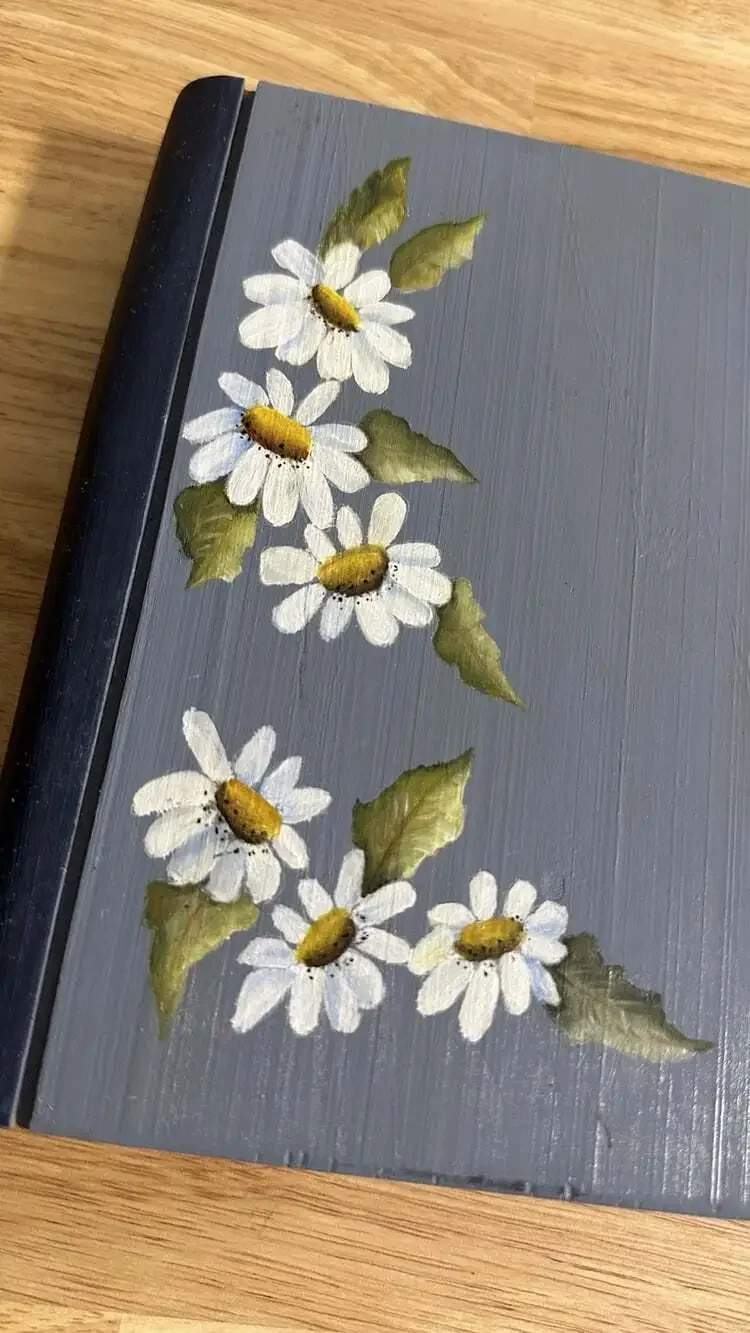 Hand Painted Solid Wood Decorative Book Floral Decor